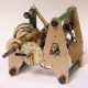 Small 'Stable' or 'Turret' clock movement, weights, pendulum and keys.