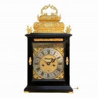 A fine example of a double basket top, table clock by Fromanteel & Clarke, Amsterdam. Circa 1700