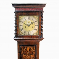An important and rare early English, small Marquetry Longcase Clock. Attributed to Nathaniel Pyne.  