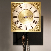 North Oxfordshire, Quaker made, 'Hoop and spike' wall clock probably by Gilkes. Circa 1740