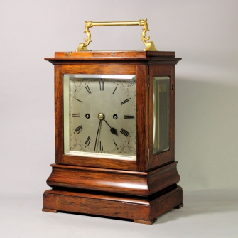 A FINE ENGLISH, STRIKING, LIBRARY 5-GLASS MANTEL CLOCK WITH PLATFORM ESCAPEMENT.