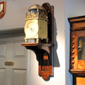 Handmade Lantern clock oak wall bracket.