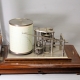 A rare and giant, scientific 24 hour chart Barograph in a glazed oak case. Circa 1958.