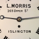 English fusee 'Drum' dial clock in a rosewood case. Signed L. Morris, Islington. Circa. 18