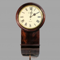 A Great Western Railway, Drop-dial fusee wall clock. Mahogany case and numbered 3607. Circa 1870.