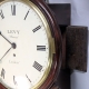 A fine English fusee, drop-dial wall clock with a wooden dial. Regency reriod, circa 1820.