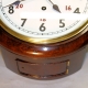 Railway 8" dial, English fusee wall clock. Mahogany case. Circa 1880.